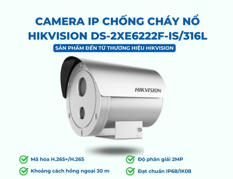 Camera IP chống cháy nổ Hikvision DS-2XE6222F-IS/316L