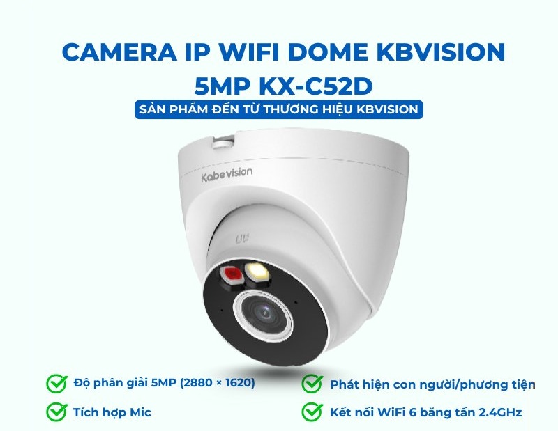 Camera IP Wifi Dome Kbvision 5MP KX-C52D