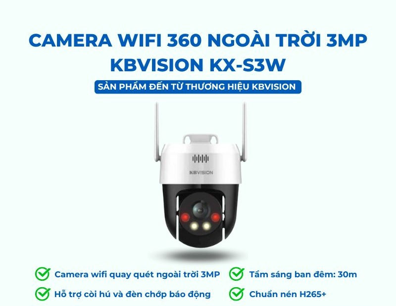 Camera wifi 360 ngoài trời 3MP Kbvision KX-S3W