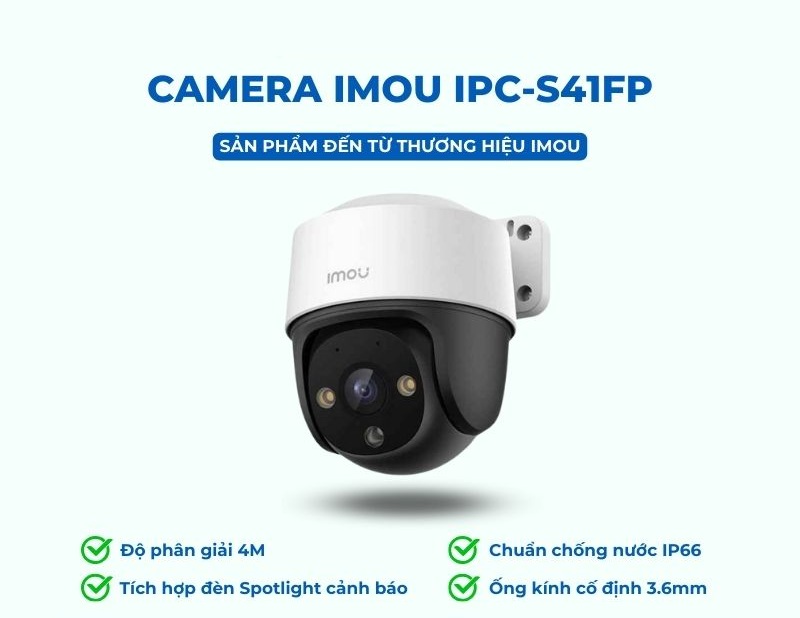 Camera wifi không dây 360 ngoài trời imou IPC-S41FP